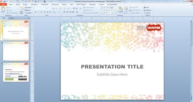 Colored Digits PowerPoint Template