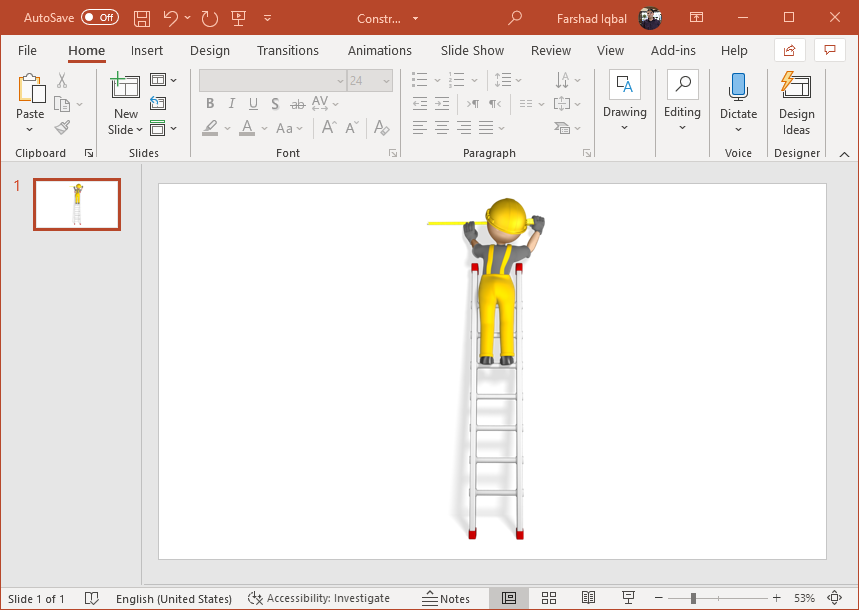 construction figure with measuring tape clipart for PowerPoint