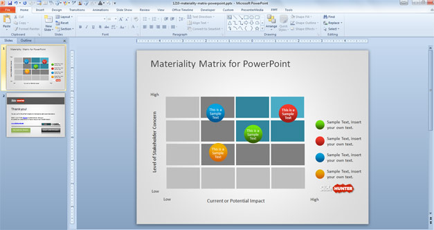 CSR Materiality Matrix for PowerPoint with bubbles