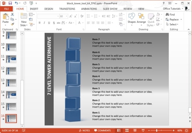 customize building blocks for slides