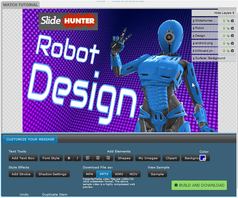 customize robot video animation