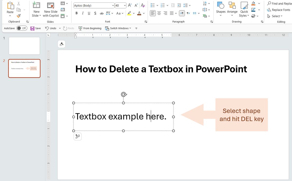 How to delete a textbox in PowerPoint