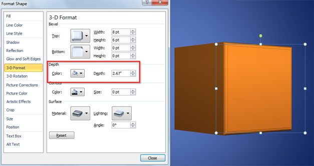 depth powerpoint properties