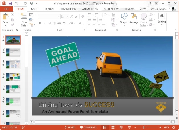 driving towards success powerpoint template