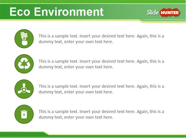 sustainability eco green project powerpoint with diagrams and layouts