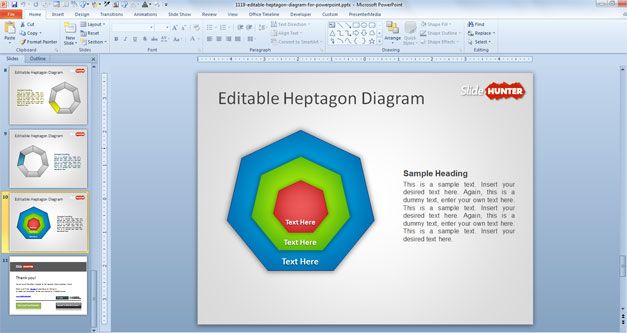 heptagon powerpoint template diagram