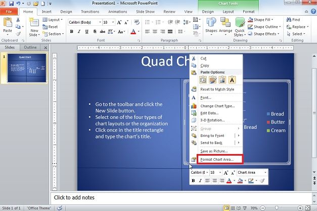 Format Chart Area in PowerPoint