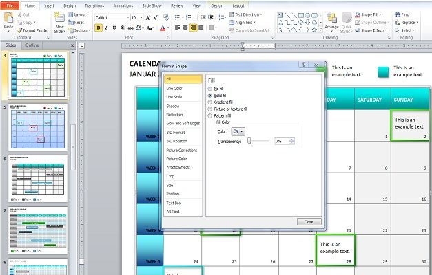 create calendar powerpoint