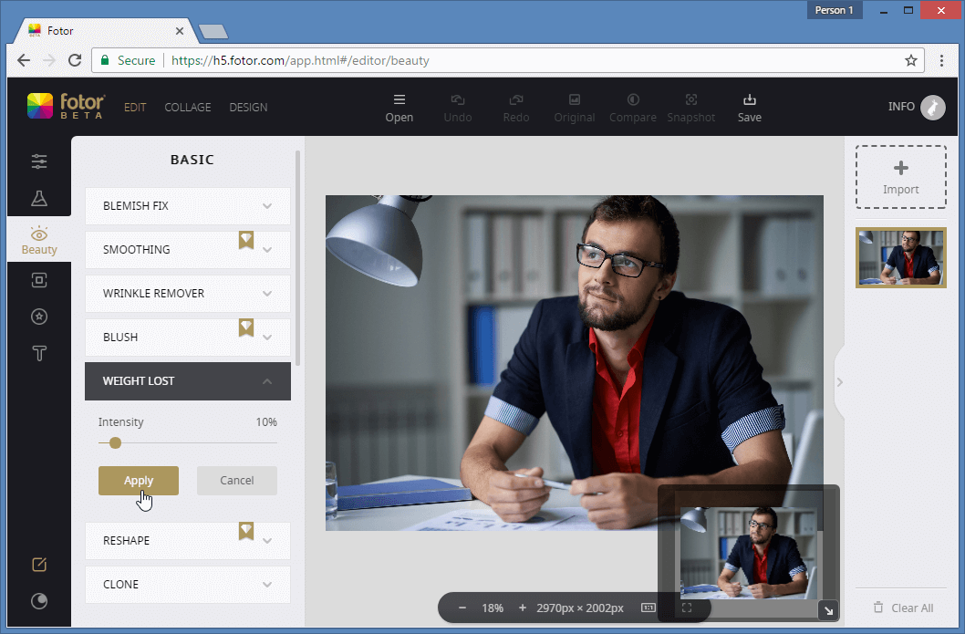 fotor beauty mode