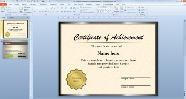 Free Diploma Template for PowerPoint