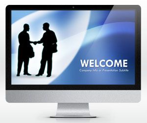 Widescreen Negotiation Blue PowerPoint Template (16:9)