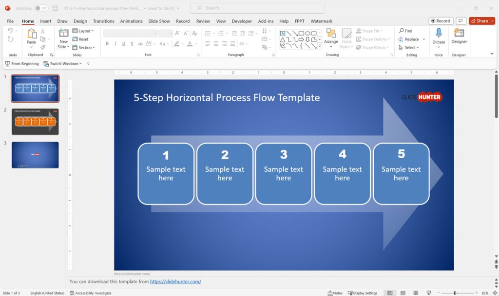 Free Horizontal Process Diagram with 5 Steps