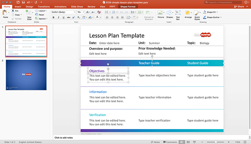 Free Lesson Plan Template