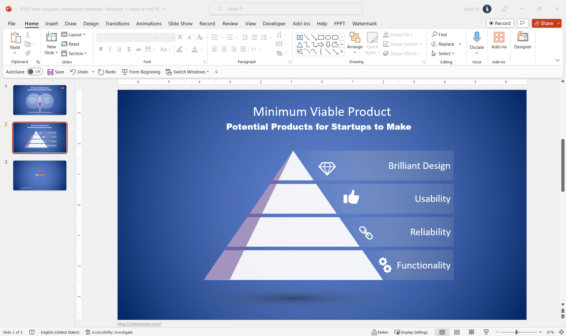 Free Minimum Viable Product Pyramid template for PowerPoint