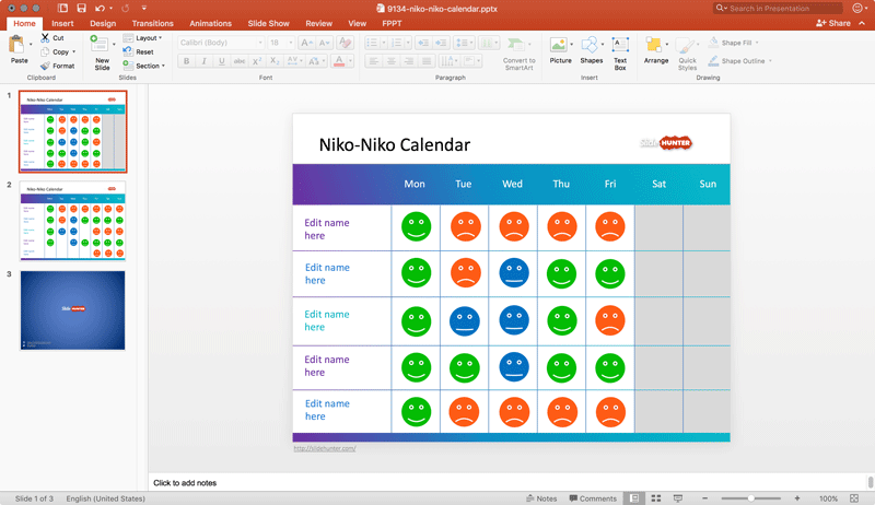 Niko-Niko Calendar PowerPoint Template