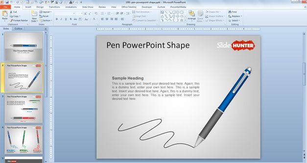 download free Pen PowerPoint template vectors