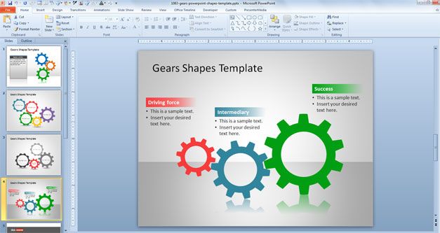 free Gears PowerPoint Shapes Template