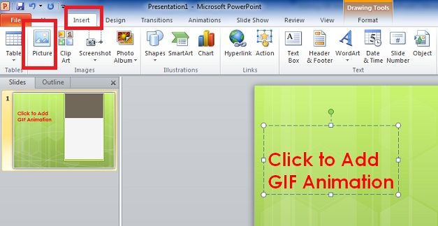 Add a GIF animation in Microsoft PowerPoint presentation