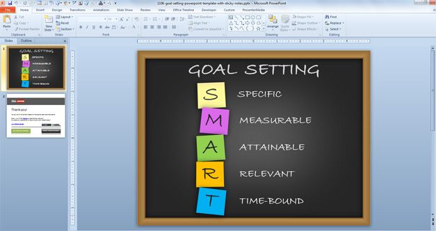 Free Goal Setting PowerPoint Template with Sticky Notes