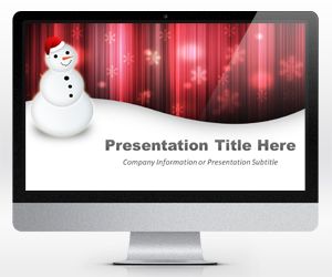 Widescreen Happy Snowman Red Powerpoint Template (16:9)