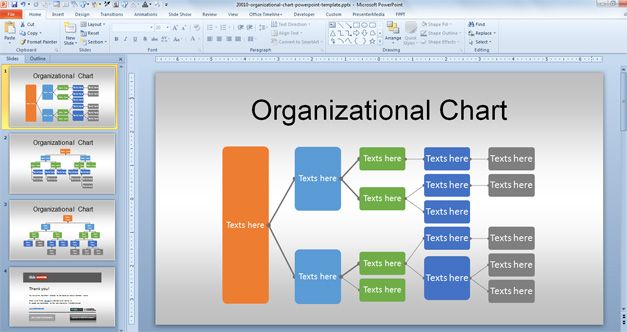 Horizontal Organizational Chart Template for Microsoft PowerPoint