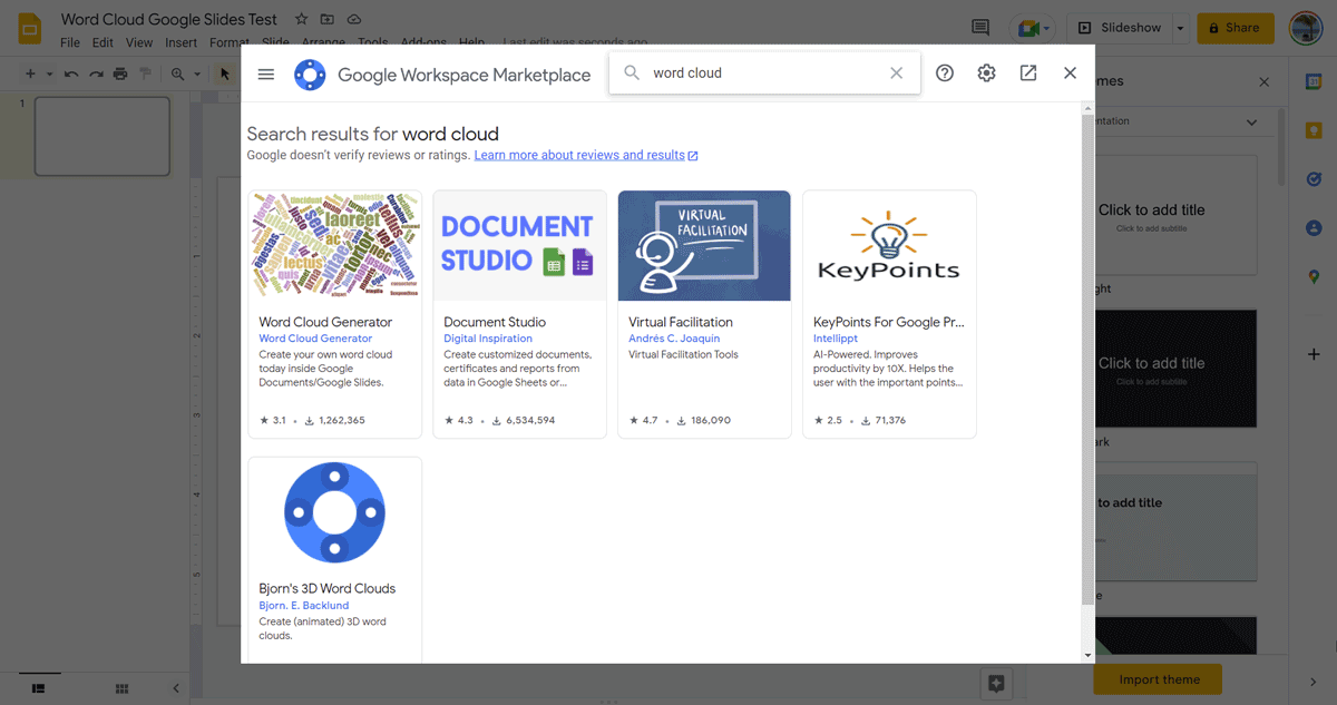 How to create a Word Cloud in Google Slides?