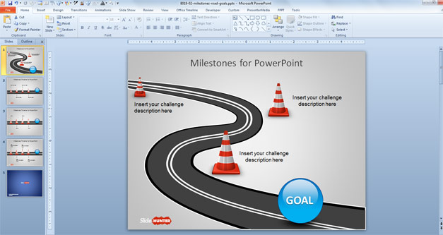 Free Hurdles in Road with Milestones Timeline template