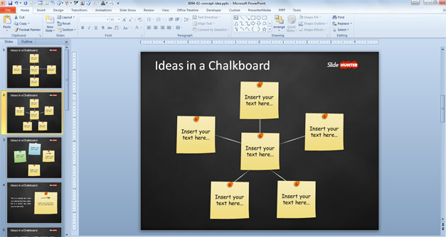 PowerPoint template with post-it notes