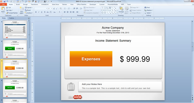 Free Income Statement PowerPoint Template - Expenses