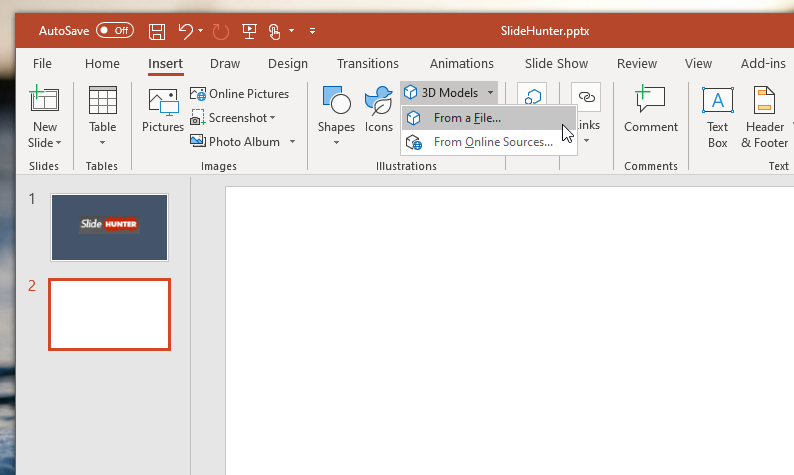 insert 3d model from file in powerpoint