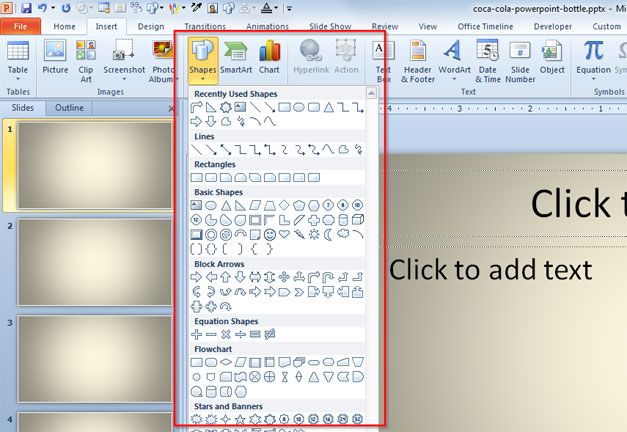 How to Insert a Simple Shape in PowerPoint 2010