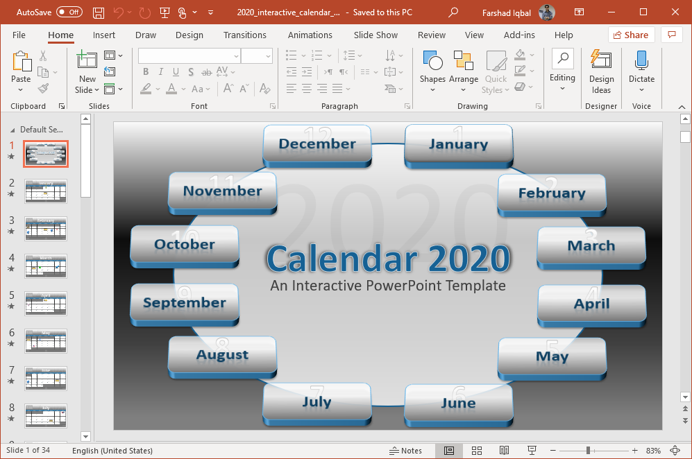 interactive 2020 calendar for powerpoint