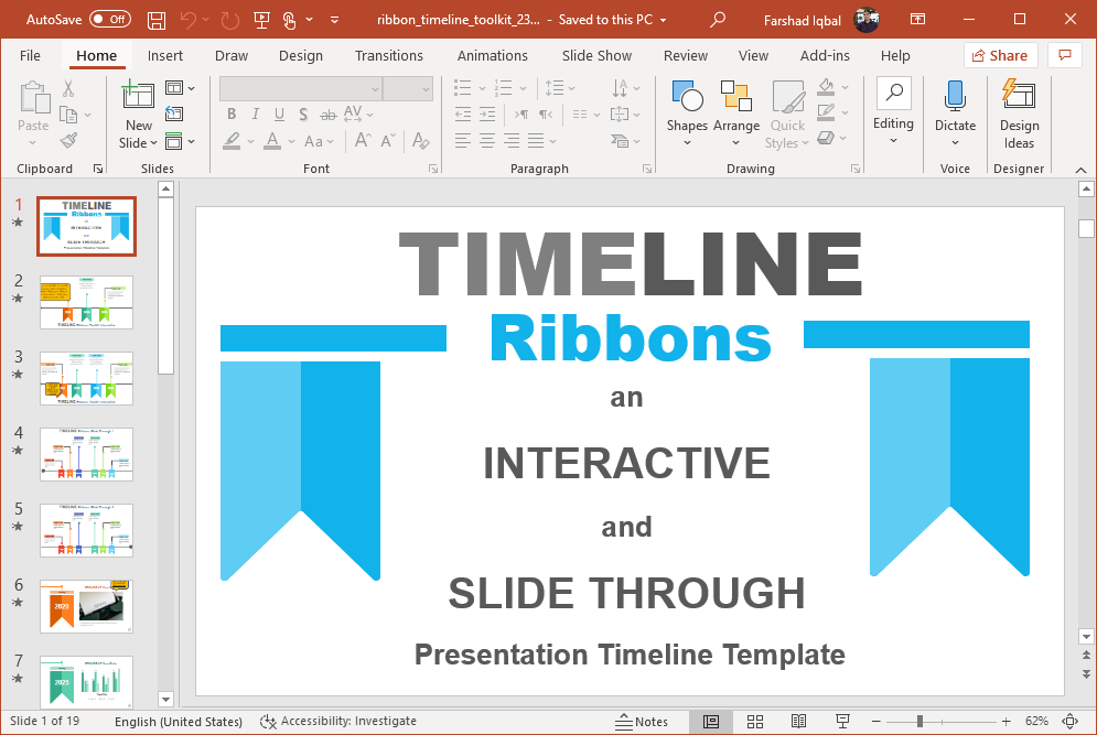 interactive timeline ribbons template for powerpoint