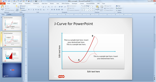 J-shaped curve for PowerPoint presentations