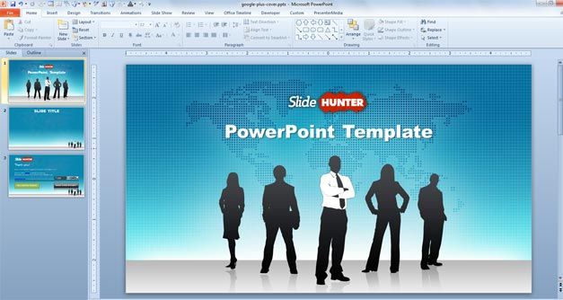 Free Leadership PowerPoint template with leaders in the cover slide