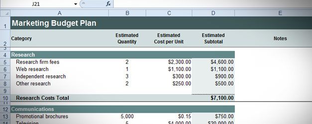 budget plan template