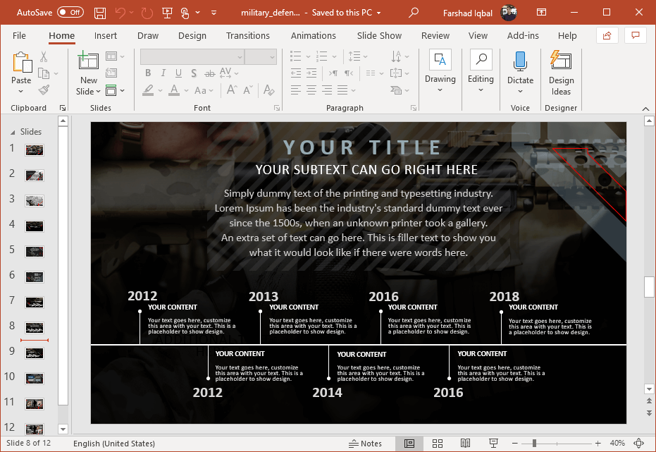 military timeline slide