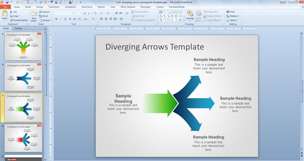 branching arrows powerpoint diagram