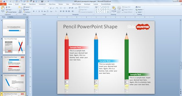 free Pencil PowerPoint Shape