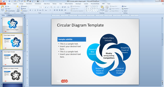 Porter's Five Forces Diagram with Petals for PowerPoint