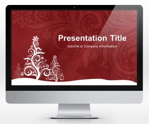 Widescreen Pine Silhouette Red PowerPoint Template (16:9)