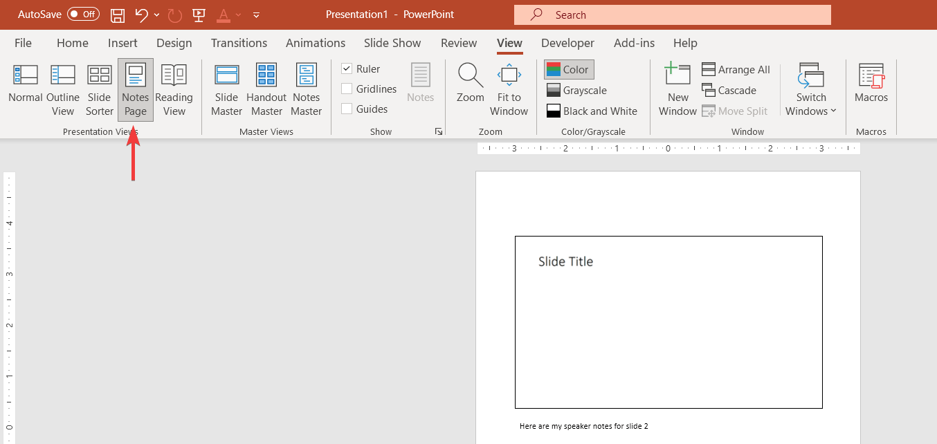 Printing Speaker Notes in PowerPoint via Notes view - Notes Page in PowerPoint to generate Handouts