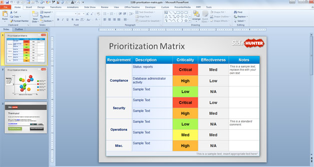 Free Prioritization Matrix PowerPoint Template