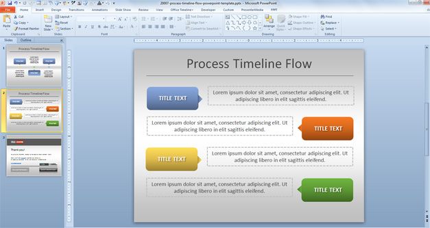 Free process timeline template for PowerPoint with milestones created with shapes (Example)