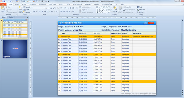 Plantilla PowerPoint con Planilla para Gestión de Proyectos