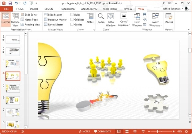puzzle piece light bulb powerpoint template