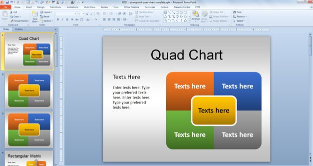 Example of Quad PowerPoint Template in the slide design