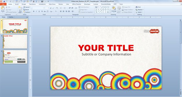 PowerPoint template with circles and rainbow for free (widescreen)