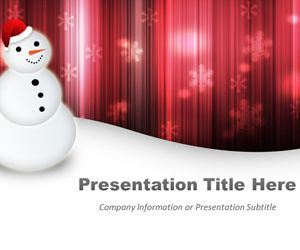 Happy Snowman Powerpoint Template with Red Background