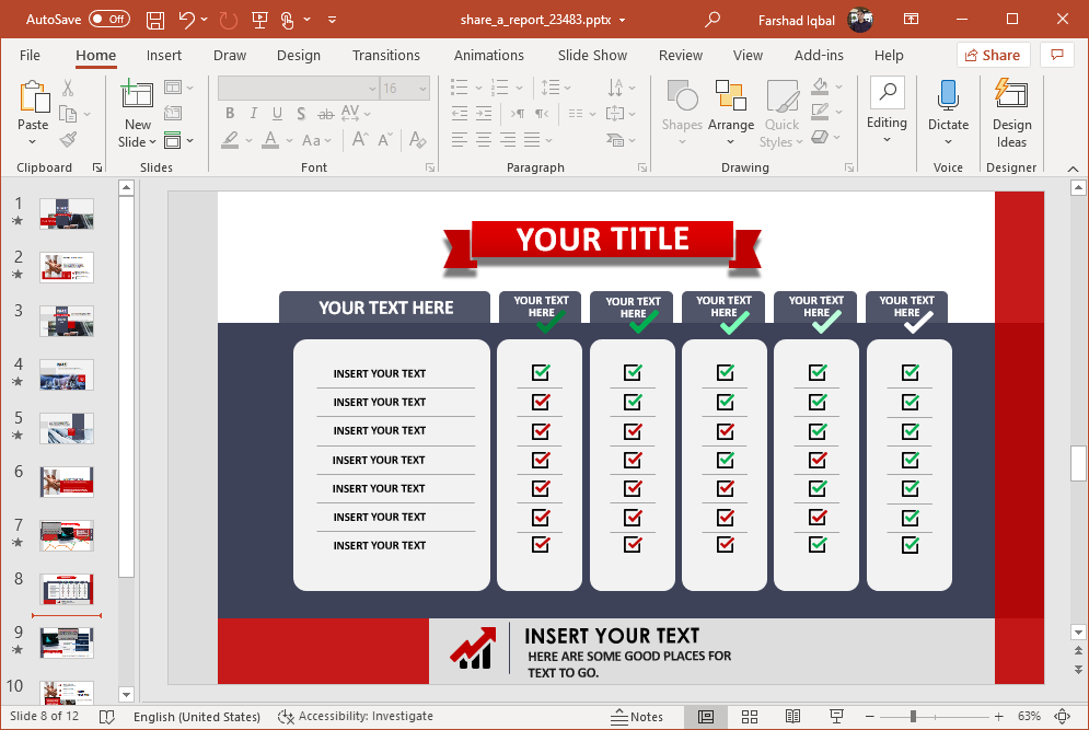 report checklist slide